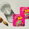 Hagedis - Bloemen - Roze - Kimono onderzetter kurk middel -sfeer4