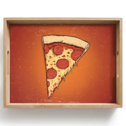 Pizza - Kaas - Rood - Pepperoni Dienblad Rechthoek middel -z3d_shopping