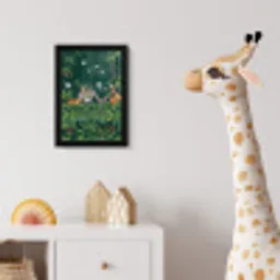 Tropisch - Jungle -  Groen fotolijst zwart zonder passe partout klein -usfeer4_kinderkamer