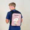 Eenhoorn - Roze - Bloemen Rugzak - Zwart middel -sfeer8