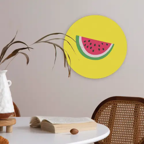 Fruit - Watermeloen - Geel Akoestische PET Vilt - Rond klein -sfeer3