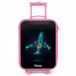 Lichtgevend vliegtuig Kinderkoffer - Roze klein -3d