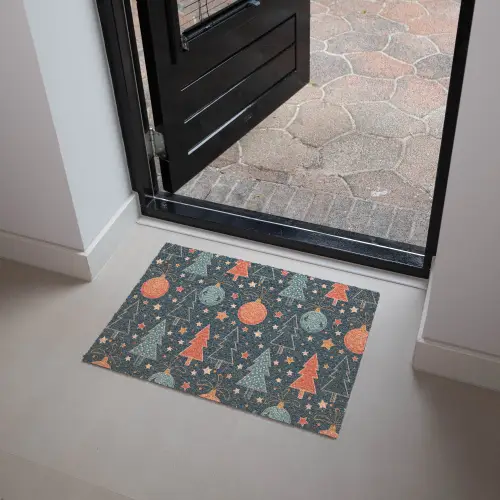 Illustratie - Kerst - Symbolen - Blauw Deurmat klein 898 -sfeer5