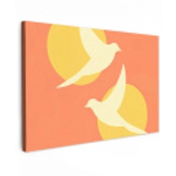 Vogels - Cirkels - Geel Tuinposter op houten frame 2 cm dik klein -3d