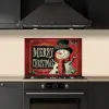 Klassiek - Kerstgroet - Sneeuwpop - Rood keuken achterwand spatscherm klein -sfeer1