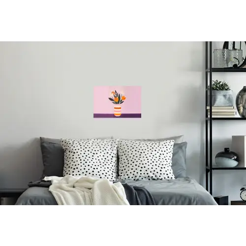 Tulpen - Vaas - Strepen - Paars Muursticker klein -slaapkamer
