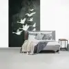 Vogel - Japandi - Groen fotobehang vinyl groot -slaapkamer