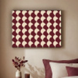 Rood - Tegelpatroon - Crème Textielframe zwart klein 947 -sfeer1