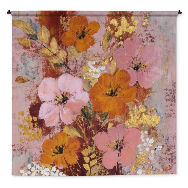 Wandkleed - Schilderij - Bloemen - Rustiek - Roze