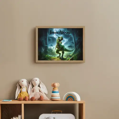 Dino - Jongens - Groen - Blauw - T-Rex Light Box met batterij (Wandlamp kind) middel -sfeer2_kind