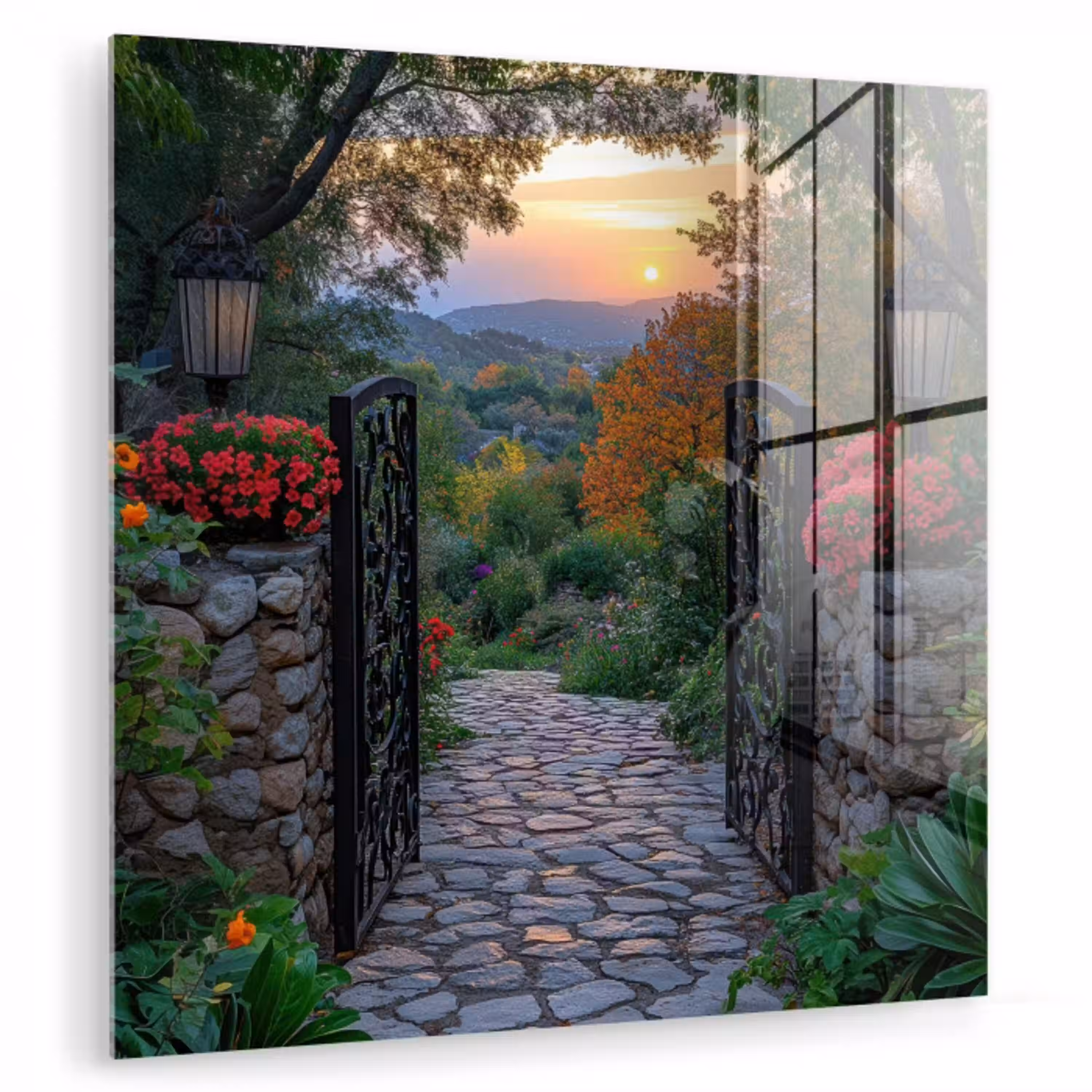 Landschap - Hek - Pad - Zonsondergang - Natuur plexiglas 5mm klein -zzzproduct_nieuw