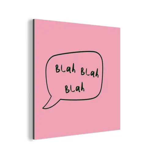 Tekstwolkje - BLAH BLAH BLAH - Roze aluminium wit klein -3d