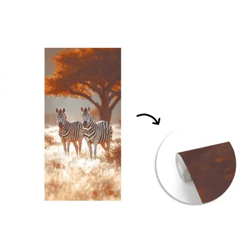 Zebra's - Savannelandschap - Gras fotobehang vinyl groot -3d
