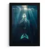 Walvis - Water - Zonnestralen - Blauw fotolijst zwart zonder passe partout klein -3d