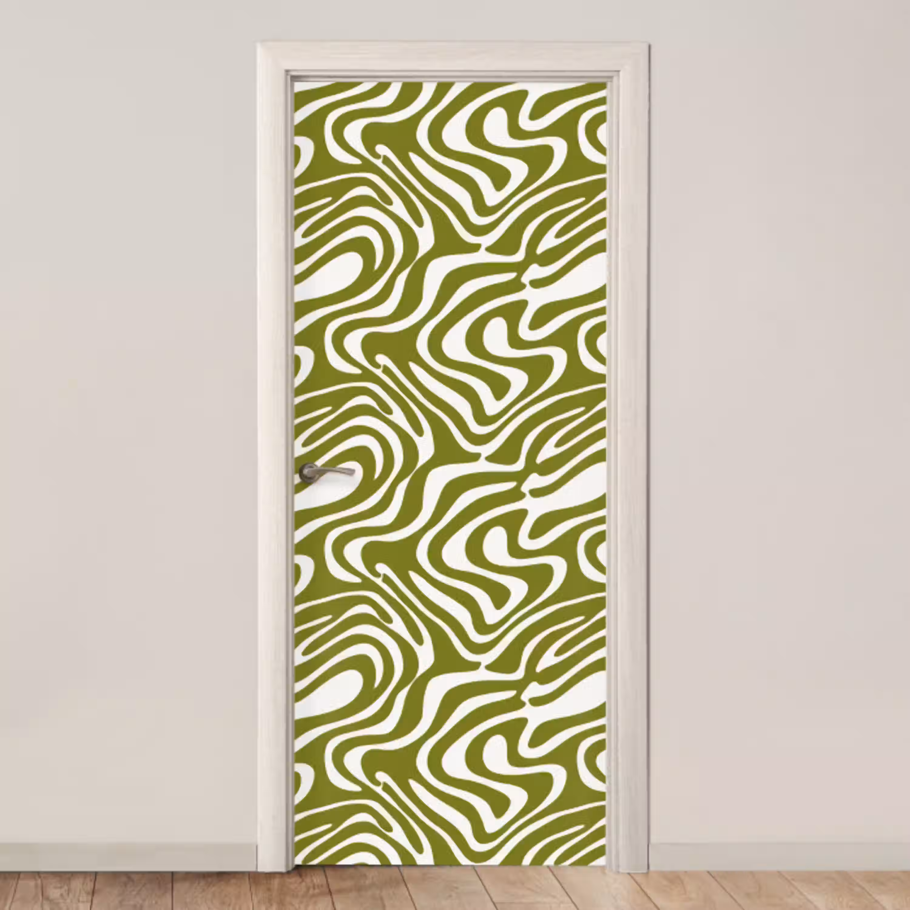 Lijnpatroon - Groen - Organisch deurposter klein 289 -3d_beige