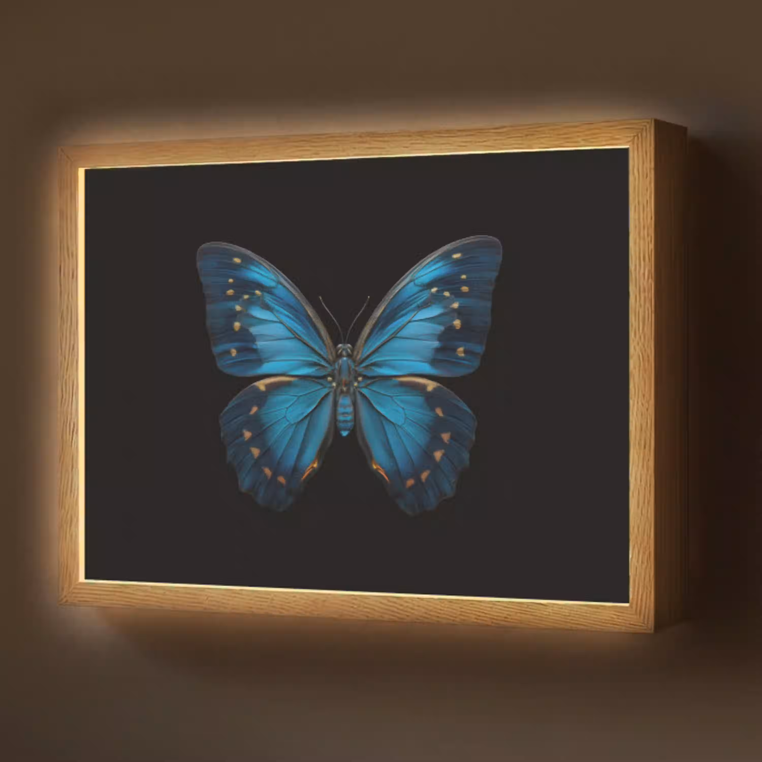 Vlinder - Blauw - Contrast Light Box met batterij (Wandlamp) middel -z3d_website