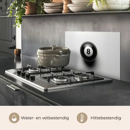 Biljartbal - Getal - Acht - Wit keuken achterwand spatscherm klein -usp_NL