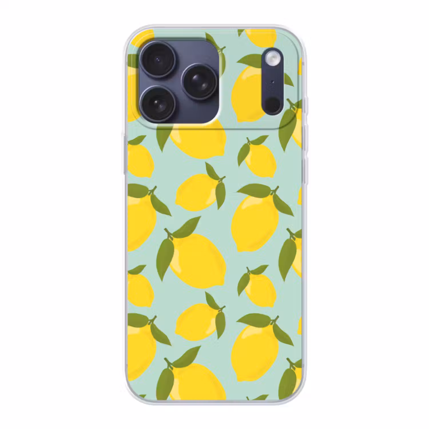 Telefoonhoesje Softcase - Citroenen patroon - Geel - Blauw - Patroon - Vruchten