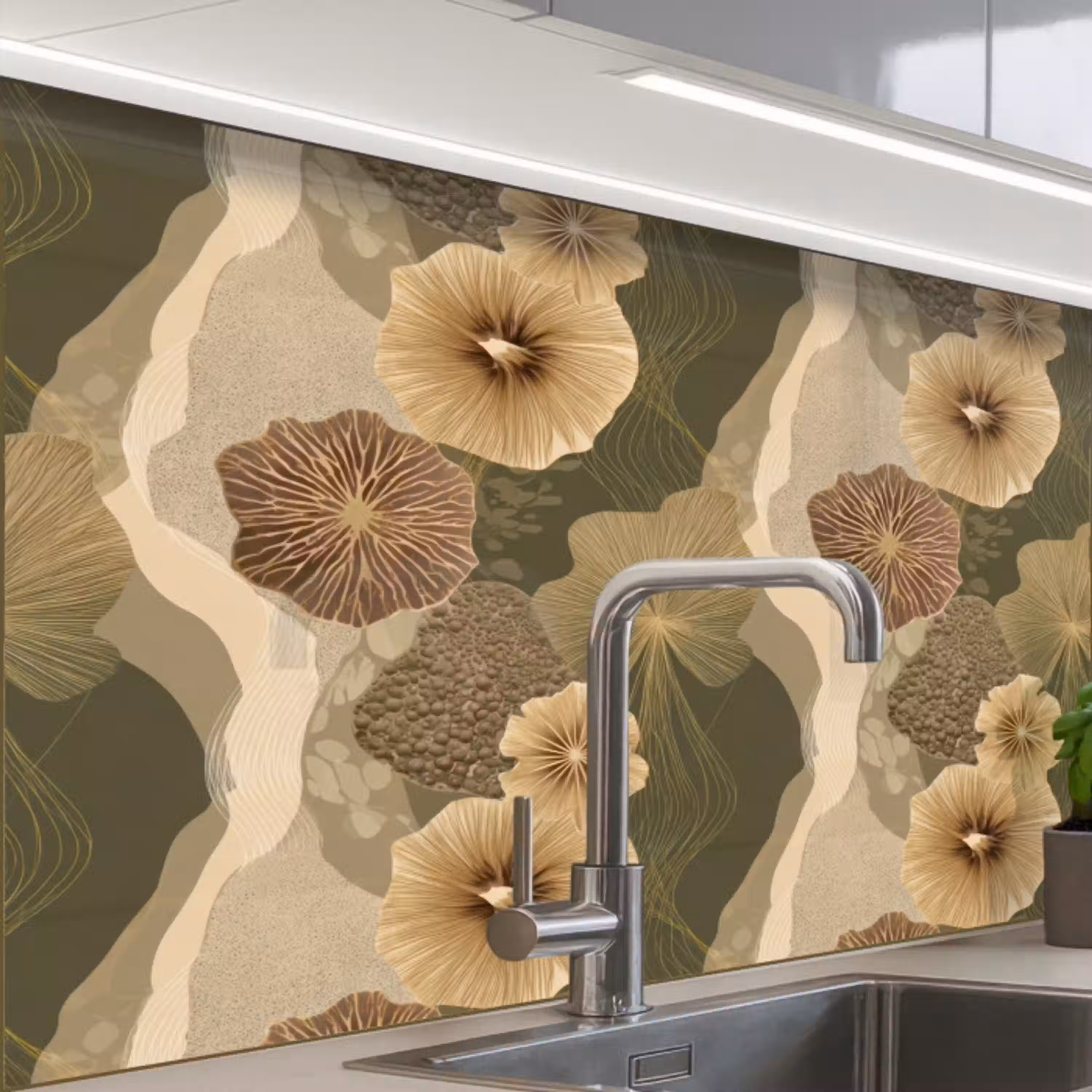 Abstract - Modern - Groen keuken achterwand 2 middel 865 -zzzz3d_schuin