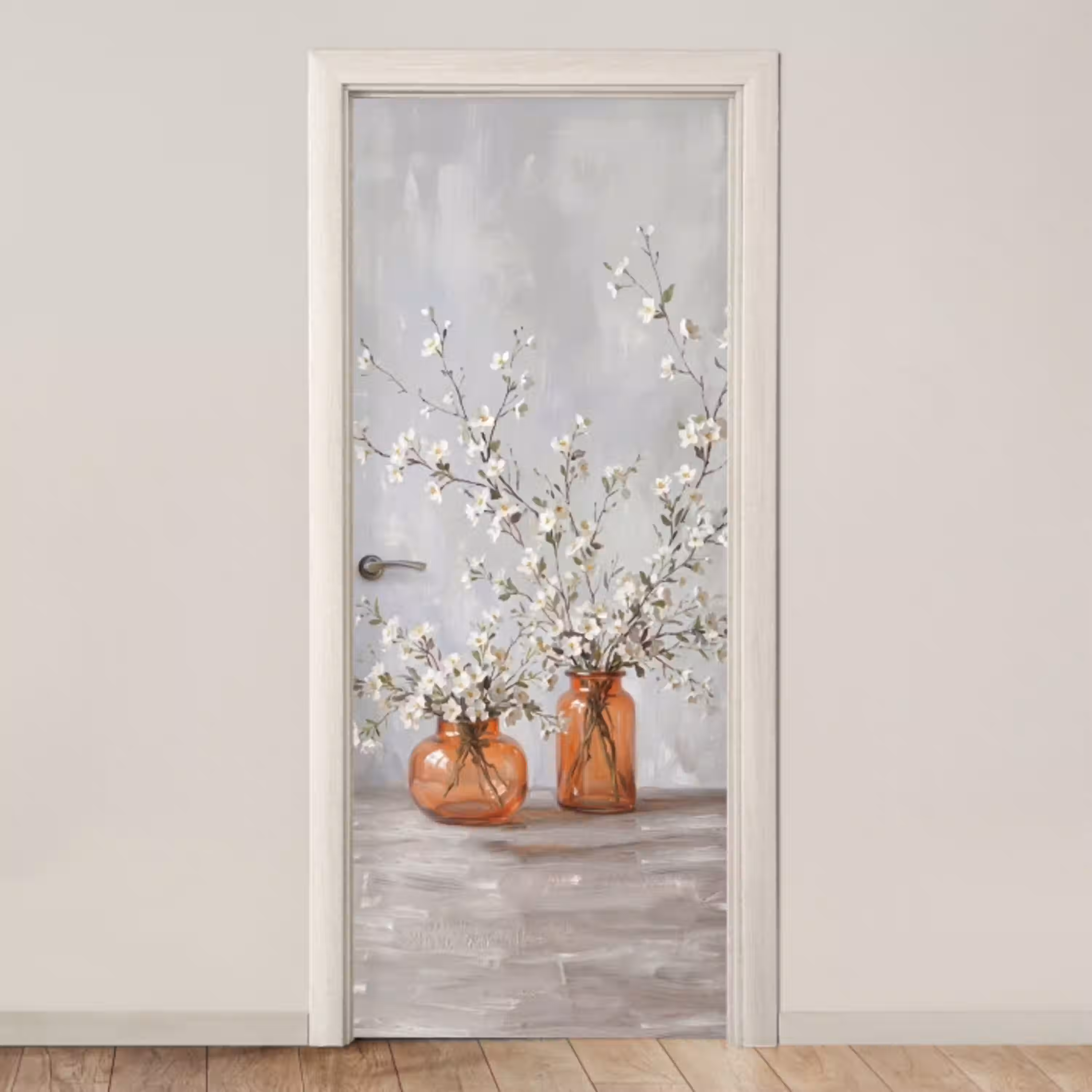 Vazen - Bloemen - Oranje deurposter klein -3d_beige