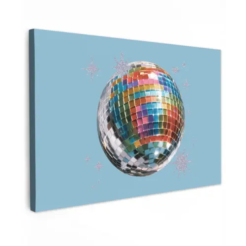 Discobal - Glinsterende sterren - Regenboog canvas 2cm klein -z3d