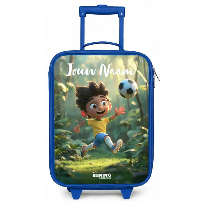 Jongen - Voetbal - Bos - Bomen Kinderkoffer - Blauw klein -zz3dotto