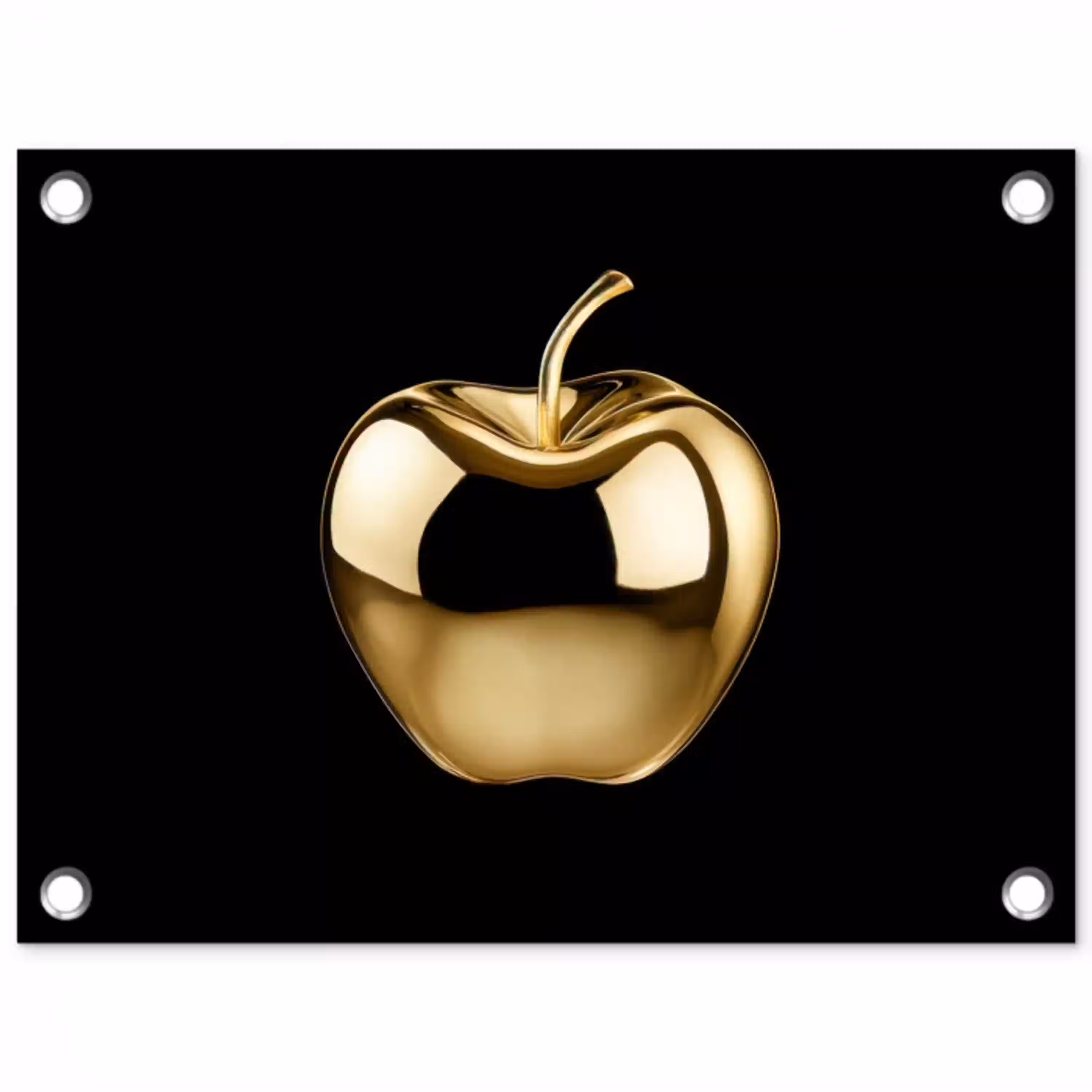 Appel - Goud - Chrome - Zwart tuinposter los doek klein -3d