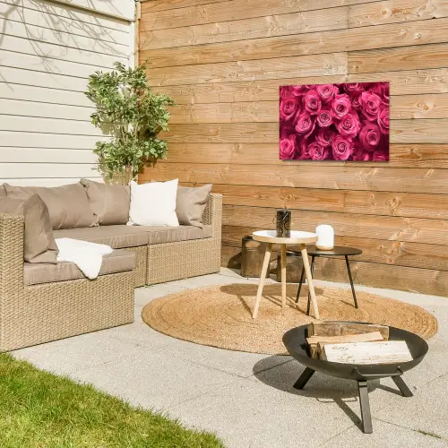 Rozen - Pink - Bloem Tuinposter op houten frame 2 cm dik klein -sfeer2