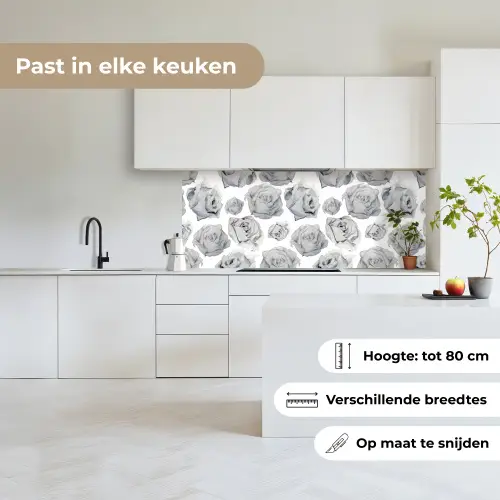Rozen - Bloem - Zwart Wit - Patroon keuken achterwand 2 middel 871 -sfeer4_NL