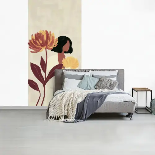 Vrouw - Minimalistisch - Bloem fotobehang vinyl groot -slaapkamer