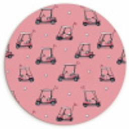 Golfkar - Retro - Roze Wandcirkel kunststof plaat 5mm dik klein 188 -3d