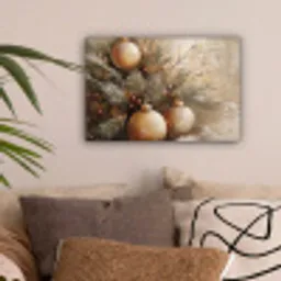 Kerst - Kerstballen - Beige - Goud canvas 2cm klein -sfeer1