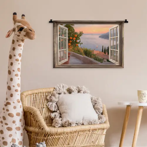 Doorkijk - Uitzicht - Meer - Landschap Wandkleed katoen klein -wsfeer5_kind