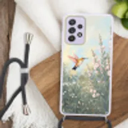 Kolibrie - Illustratie - Kleurrijk Hoesje Samsung Galaxy A52 5G met koord klein -sfeer4