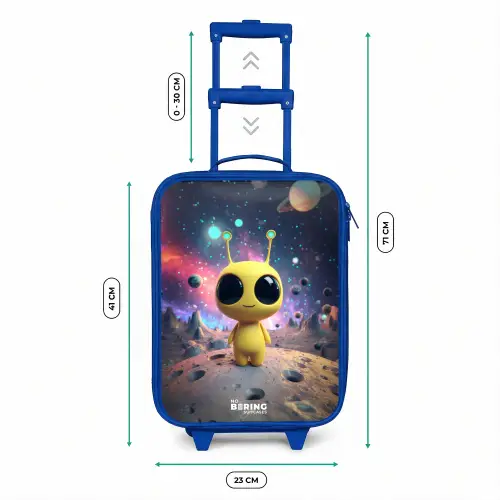 Vrolijk buitenaards wezentje Kinderkoffer - Blauw klein -productfoto_formaten