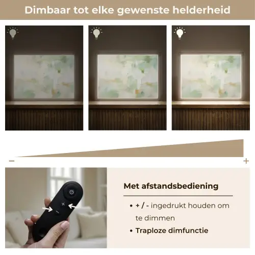Abstract - Kunst - Wit - Groen - Modern Light Box met batterij (Wandlamp) middel -USP_dimbaarNL