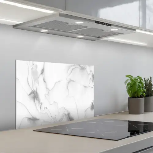 Marmer - Grijs - Wit - Abstract - Marmerlook keuken achterwand spatscherm klein -3d_schuin