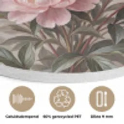 Pioenrozen - Boeket - Roze Akoestische PET Vilt - Rond klein -closeup_NL