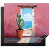 Zee - Roze - Cactus Inductie beschermer vinyl 3mm middel -3d