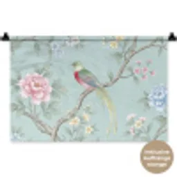 Vogel - Bloemen - Kleurrijk Wandkleed katoen klein -t3d_DE