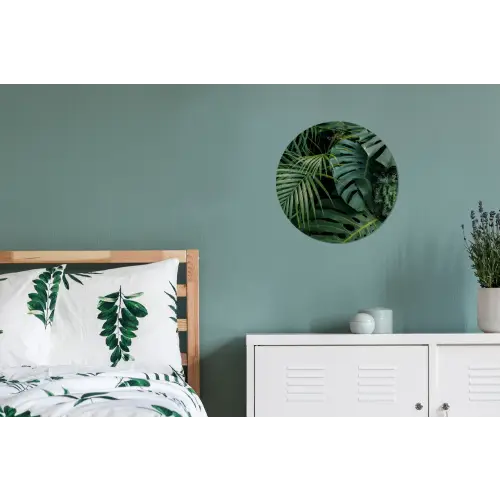Planten - Jungle - Bladeren - Tropisch Wandcirkel aluminium klein -slaapkamer