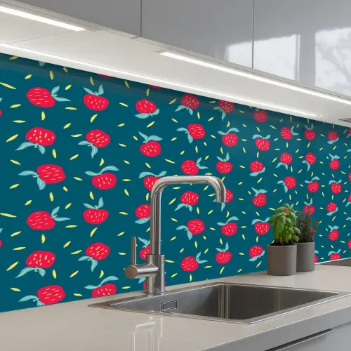 Blauwgroen - Appels - Vruchten keuken achterwand 2 middel 871 -3d_schuin