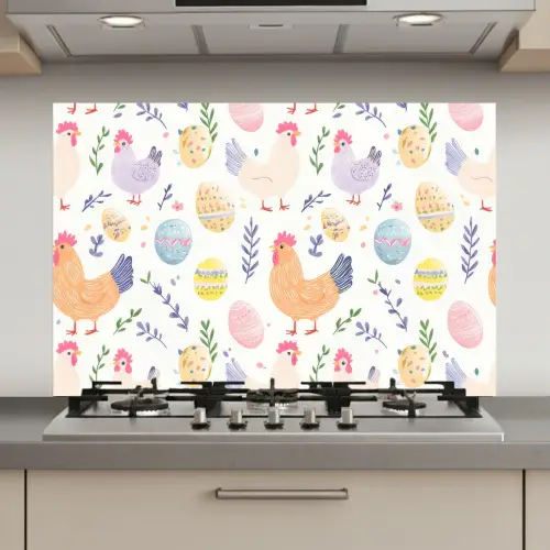 Patroon - Kip - Paaseieren keuken achterwand spatscherm klein -3d_website