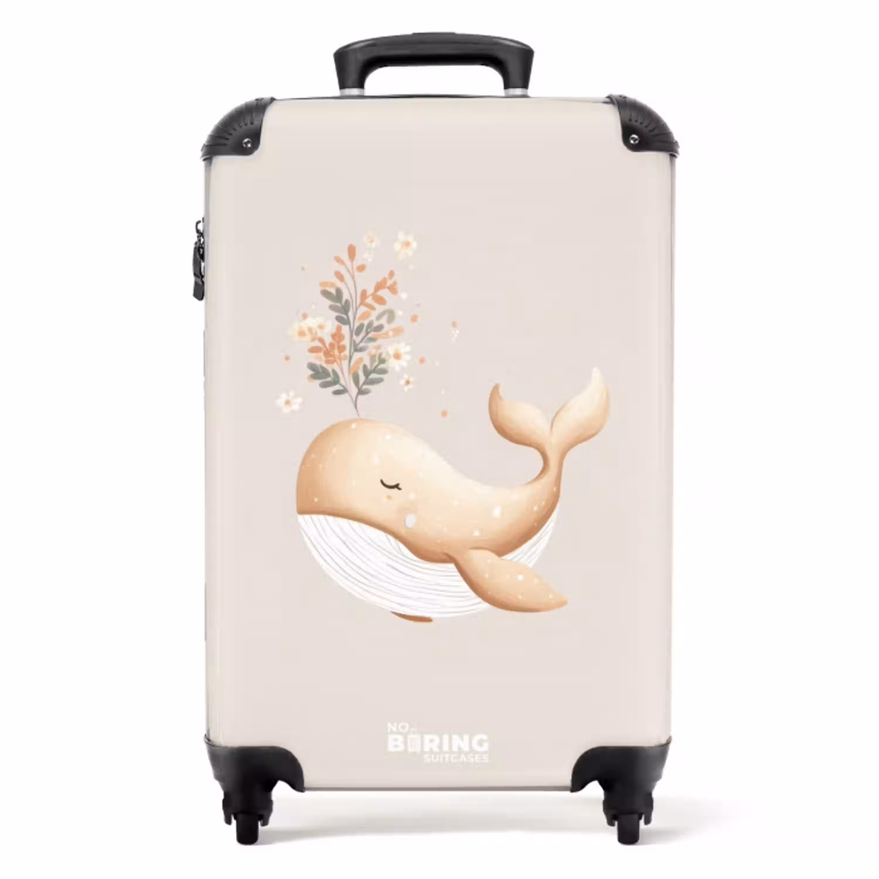 Walvis in pastel beige kleuren NBS - Handbagage koffer - Volwassenen Unisex middel -productfoto_recht