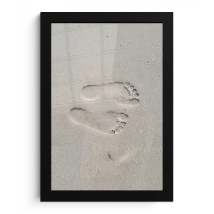 Voeten - Afdrukken - Zand fotolijst zwart zonder passe partout klein -3d