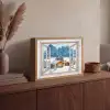 Winterlandschap - Huisje - Bergen - Uitzicht - Doorkijk - Natuur Light Box met batterij (Wandlamp) middel -sfeer2