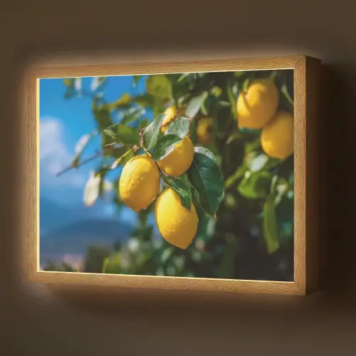 Citroenen - Bladeren - Blauwe lucht Light Box met batterij (Wandlamp) middel -z3d_website