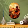 Vlinder - Bloemen - Oranje Wandcirkel Ovaal Forex klein -sfeer2