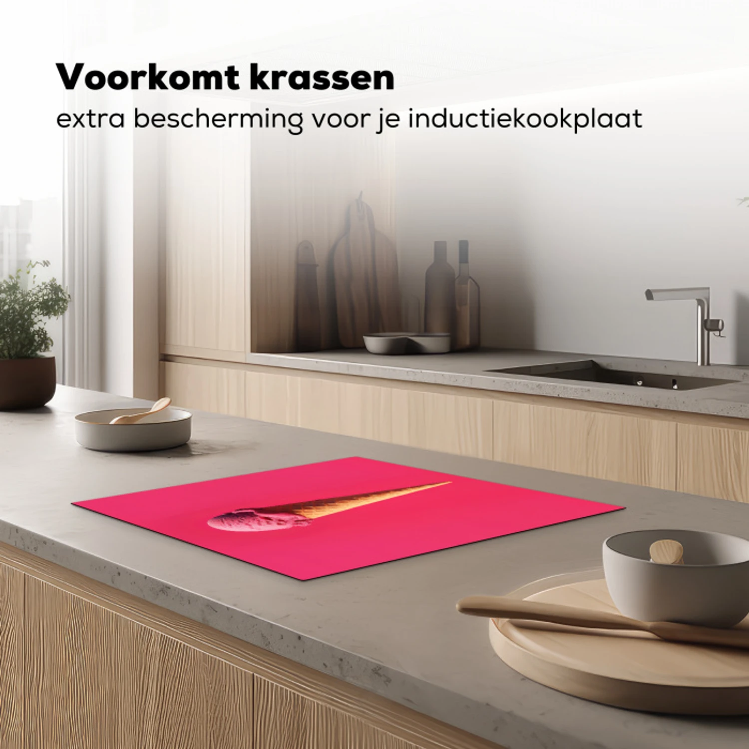 Schepijs - Roze - Hoorntje Inductie beschermer vinyl 3mm middel -sfeer1