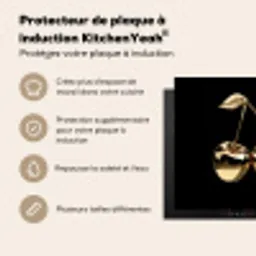 Kersen - Zwart - Goud - Chrome Inductie beschermer vinyl 3mm middel -usfeer2_FR